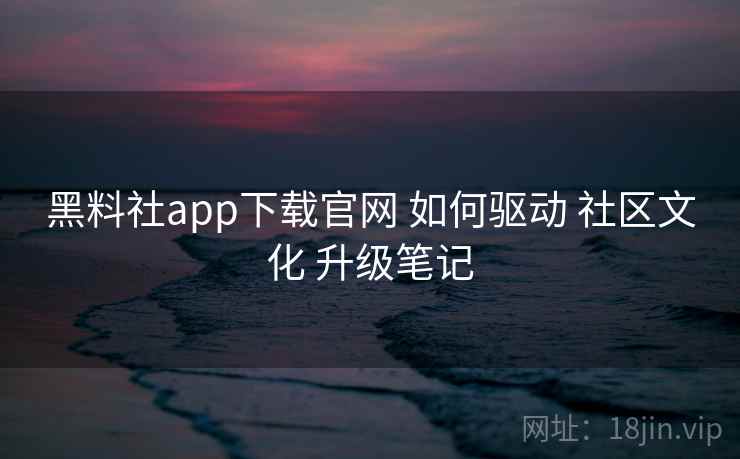 黑料社app下载官网 如何驱动 社区文化 升级笔记  第2张