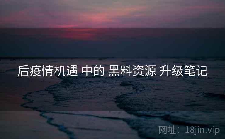后疫情机遇 中的 黑料资源 升级笔记  第2张